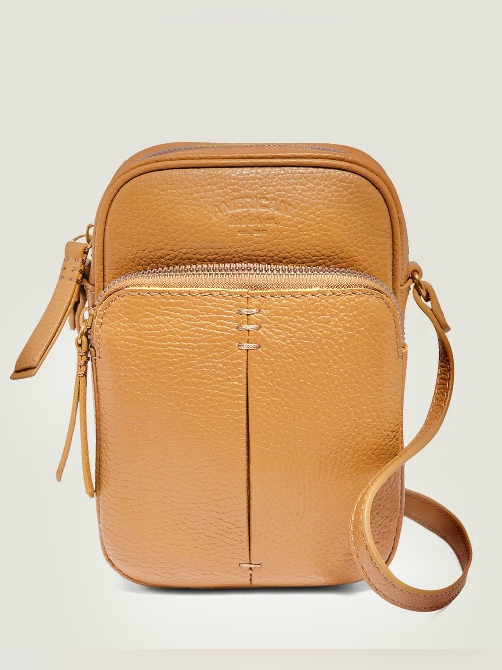 American Leather Co Real Leather Cleveland Crossbody Purse Bag in Caffe Latte